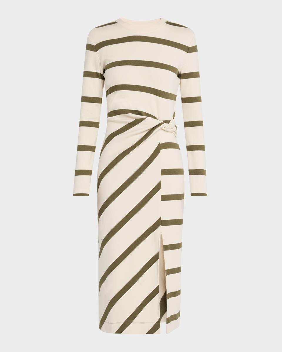 Cody Rugby Stripe Twisted Midi Shirt Dress